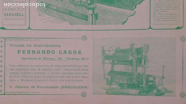 Sammeln von Plakaten: TALLER DE CONSTRUCCION FERNANDO CARNE SAN MARTIN DE PROVENSALS BARCELONA HOJA A&Ntilde;O 1902