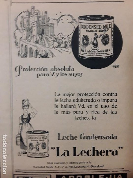 Sammeln von Plakaten: LECHE CONDENSADA LA LECHERA CONDENSED MILK HOJA REVISTA A&Ntilde;O 1927