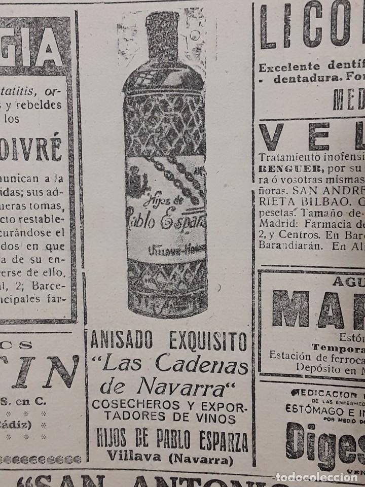 Sammeln von Plakaten: ANISADO EXQUISITO -LAS CADENAS DE NAVARRA - HIJOS DE PABLO ESPARZA VILLAVA NAVARRA.HOJA REVISTA 1921