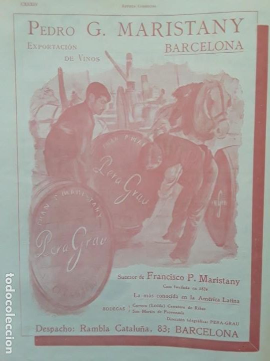 Sammeln von Plakaten: PEDRO G.MARISTANY EXPORTACION VINOS BODEGAS EN CERVERA Y SAN MARTIN DE PROVENSALS HOJA A&Ntilde;O 1902