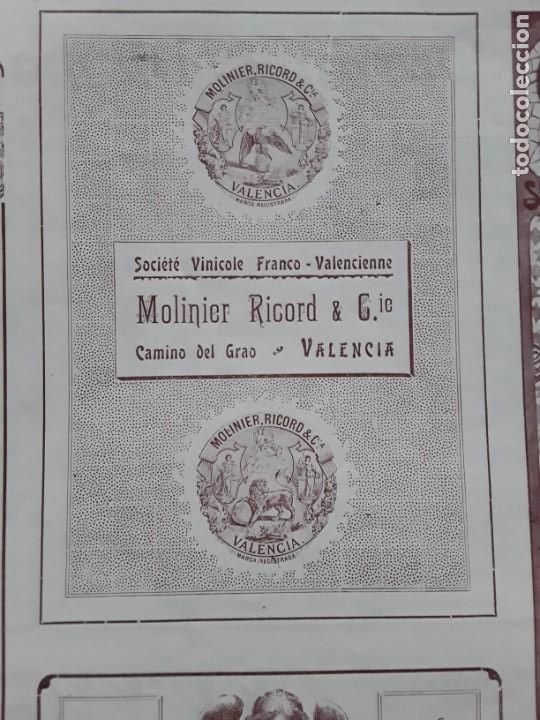 Sammeln von Plakaten: SOCIETE VINICOLE FRANCO-VALENCIENNE MOLINIER RICORD & C&ordf; CAMINO DEL GRAO VALENCIA HOJA A&Ntilde;O 1902
