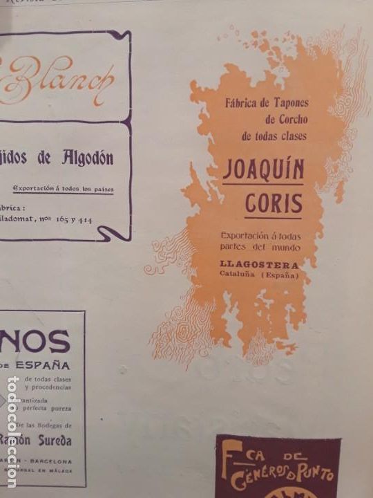 Collezionismo di affissi: FABRICA DE TAPONES DE CORCHO JOAQUIN CORIS LLAGOSTERA GIRONA HOJA REVISTA A&Ntilde;O 1903