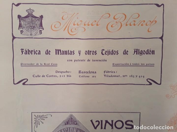 Collezionismo di affissi: FABRICA DE MANTAS Y OTROS TEJIDOS ALGODON MIGUEL BLANCH BARCELONA HOJA REVISTA A&Ntilde;O 1903