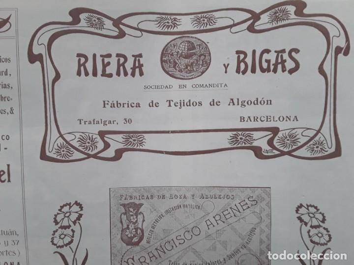 Collezionismo di affissi: FABRICA DE TEJIDOS DE ALGODON RIERA Y BIGAS BARCELONA HOJA REVISTA A&Ntilde;O 1903