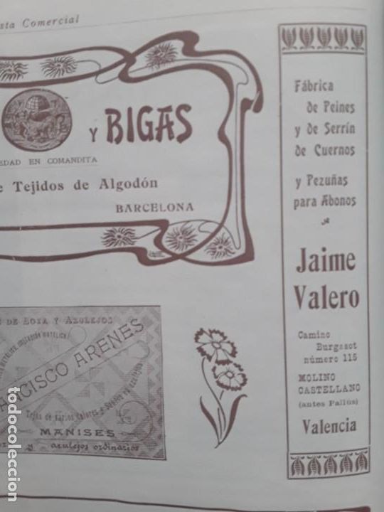 Collezionismo di affissi: FABRICA DE PEINES SERRIN DE CUERNOS PEZU&Ntilde;AS ABONOS JAIME VALERO VALENCIA HOJA REVISTA A&Ntilde;O 1903