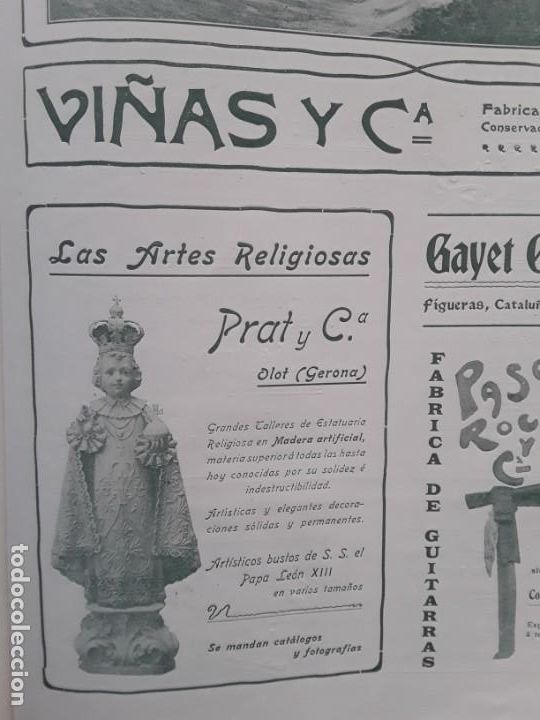 Collezionismo di affissi: LAS ARTES RELIGIOSAS TALLERES ESTATUARIA RELIGIOSA EN MADERA PRAT Y C&deg; OLOT  HOJA REVISTA A&Ntilde;O 1903