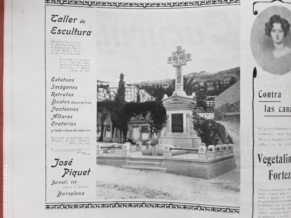 Coleccionismo de carteles: TALLER DE ESCULTURA JOSE PIQUET BARCELONA ESTATUAS ORATORIOS ALTARES PANTEONES HOJA REVISTA A&Ntilde;O 1903