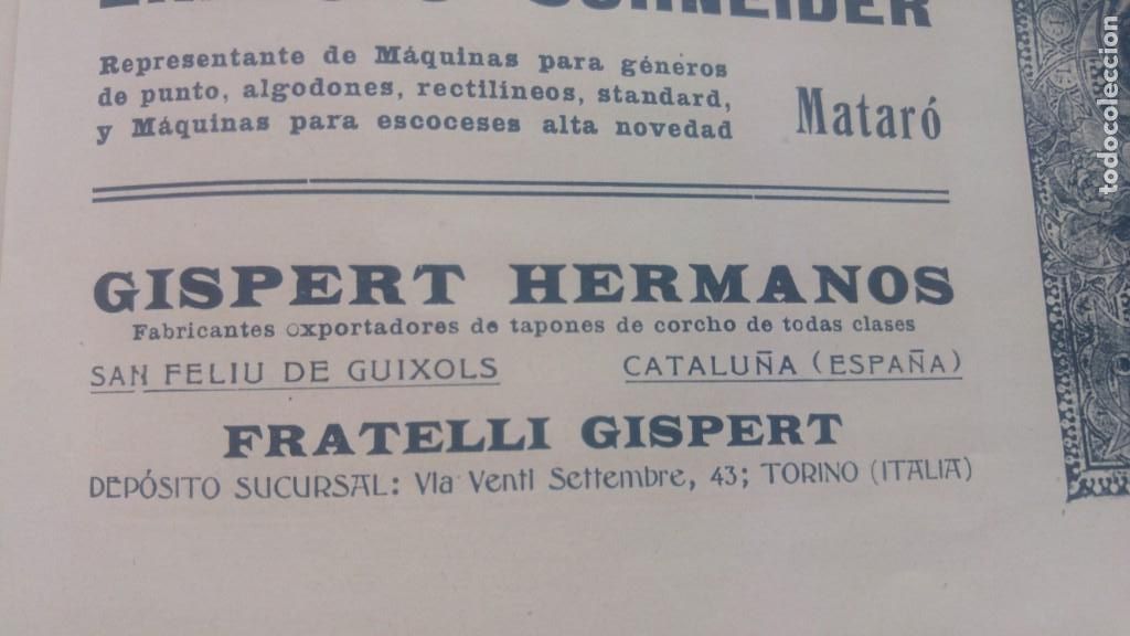 Collezionismo di affissi: FABRICA TAPONES CORCHO GISPERT HERMANOS SAN FELIU DE GUIXOLS TORINO HOJA REVISTA A&Ntilde;O 1903