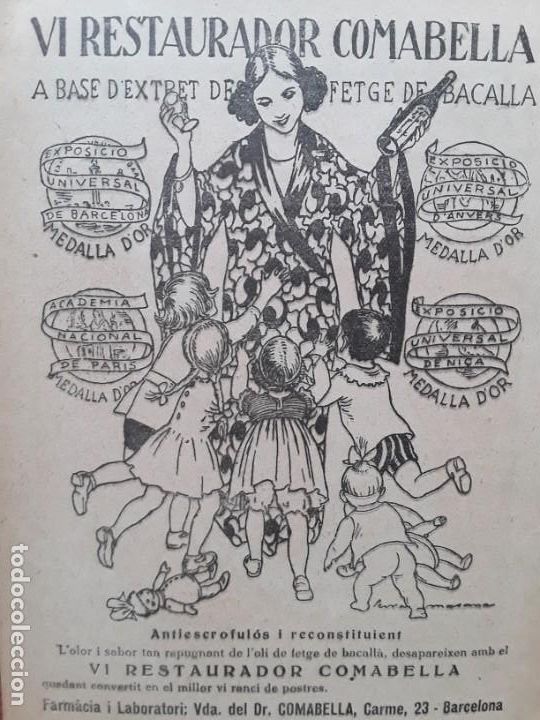 Sammeln von Plakaten: VI RESTAURADOR COMABELLA EXTRET DE FETGE DE BACALLA ANTIESCROFULOS FARMACIA LABORATORI HOJA A&Ntilde;O 1924