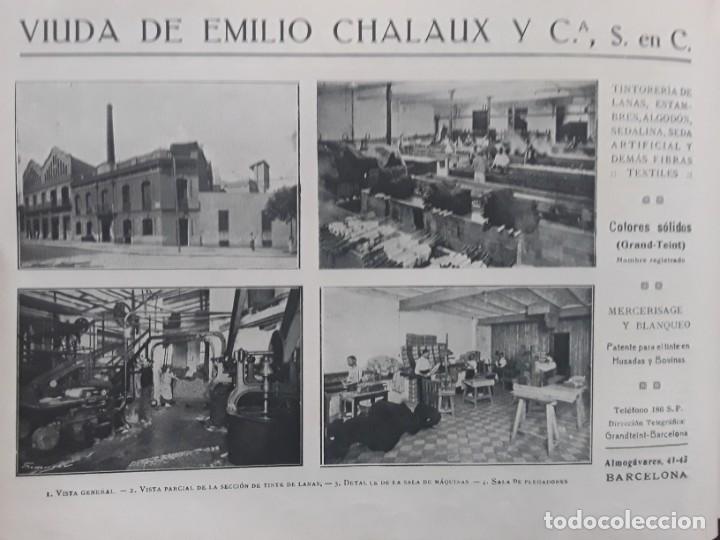 Coleccionismo de carteles: TINTORERIA DE LANAS FIBRAS TEXTILES ALGODON VIUDA DE EMILIO CHALAUX Y C&ordf; HOJA REVISTA A&Ntilde;O 1919