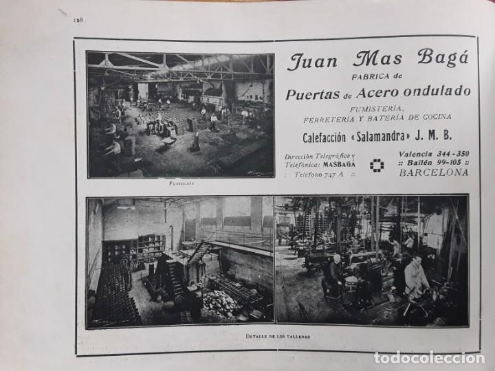 Coleccionismo de carteles: FABRICA DE PUERTAS DE ACERO ONDULADO JUAN MAS BAGA BARCELONA CALEFACCION SALAMANDRA HOJAS A&Ntilde;O 1919