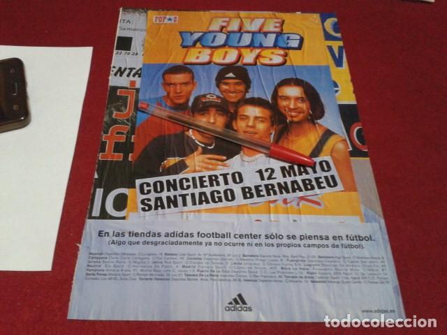 Sammeln von Plakaten: PUBLICIDAD HOJA REVISTA A4 ( ADIDAS - FIVE YOUNG BOYS ) CONCIERTO 12 DE MAYO SANTIAGO BERNABEU