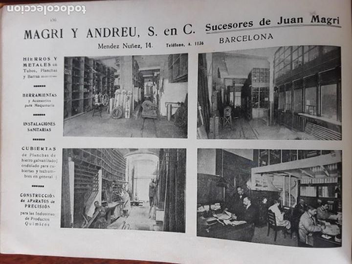 Collectionnisme d'affiches: HIERROS Y METALES HERRAMIENTAS APARATOS PRECISION SANITARIAS MAGRI Y ANDREU BARCELONA HOJA A&Ntilde;O 1919
