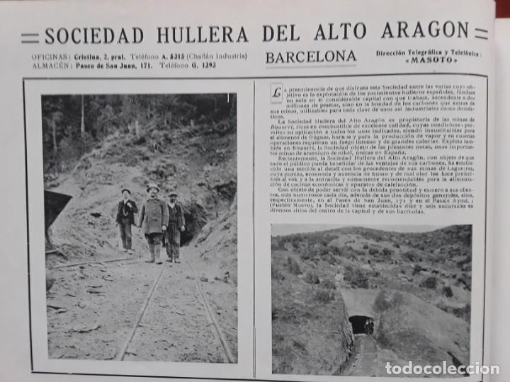 Coleccionismo de carteles: SOCIEDAD HULLERA DEL ALTO ARAGON BARCELONA HOJA A&Ntilde;O 1919