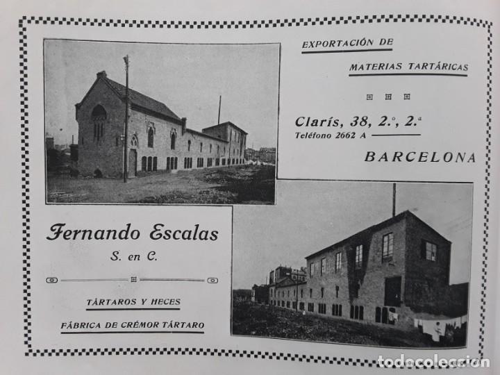 Coleccionismo de carteles: FABRICA CREMOR TARTARO HECES MATERIAS TARTICAS FERNANDO ESCALAS BARCELONA HOJA A&Ntilde;O 1919