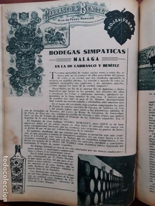 Sammeln von Plakaten: BODEGAS CARRASCO & BENITEZ SUCESORES HIJO PEDRO MORLALES MALAGA HOJA A&Ntilde;O 1933