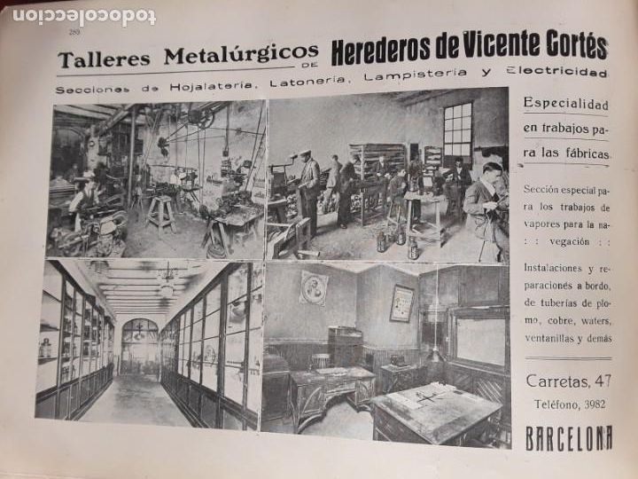 Collectionnisme d'affiches: TALLERES METALURGICOS HOJALATERIA LATONERIA HEREDEROS VICENTE CORTES BARCELONA HOJA A&Ntilde;O 1919