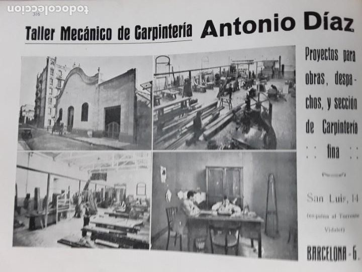Collectionnisme d'affiches: TALLER MECANICO DE CARPINTERIA ANTONIO DIAZ BARCELONA HOJA A&Ntilde;O 1919