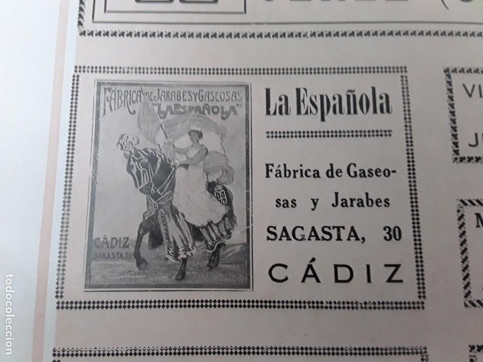 Poster collecting: FABRICA DE GASOSAS Y JARABES LA ESPA&Ntilde;OLA CADIZ HOJA A&Ntilde;O 1928