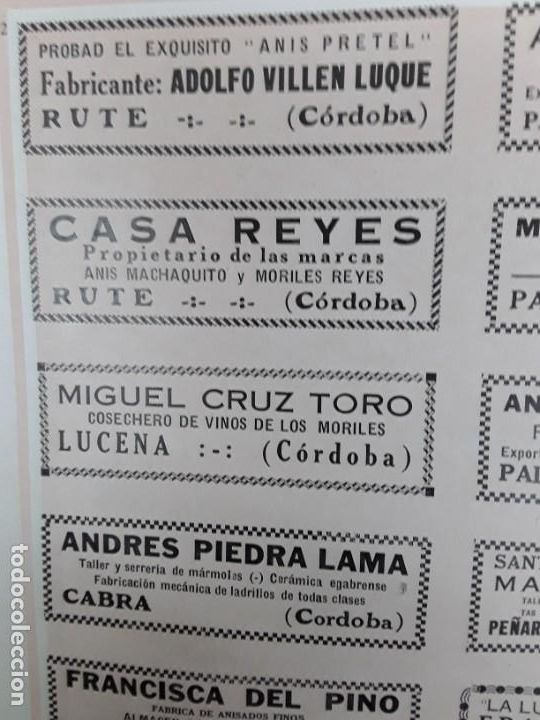 Sammeln von Plakaten: ANIS PRETEL ADOLFO VILLEN LUQUE RUTE / CASA REYES ANIS MACHAQUITO Y MORILES REYES RUTE HOJA 1928