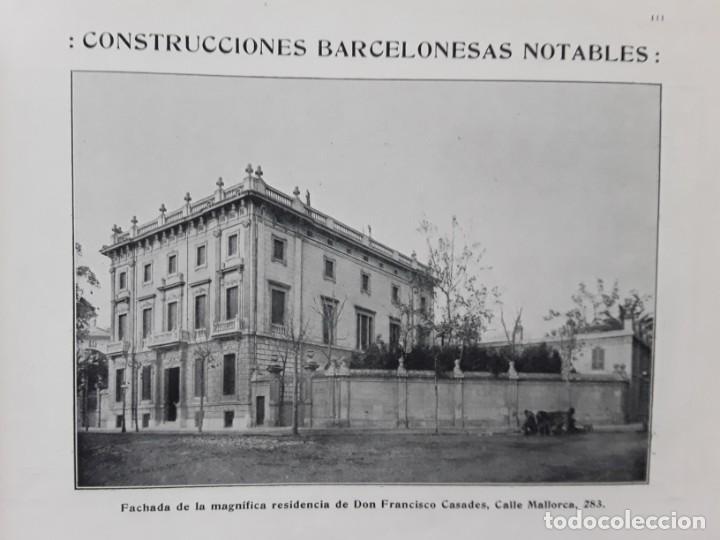 Coleccionismo de carteles: CONSTRUCCIONES BARCELONESAS NOTABLES RESIDENCIA FRANCISCO CASADES BARCELONA HOJA A&Ntilde;O 1913