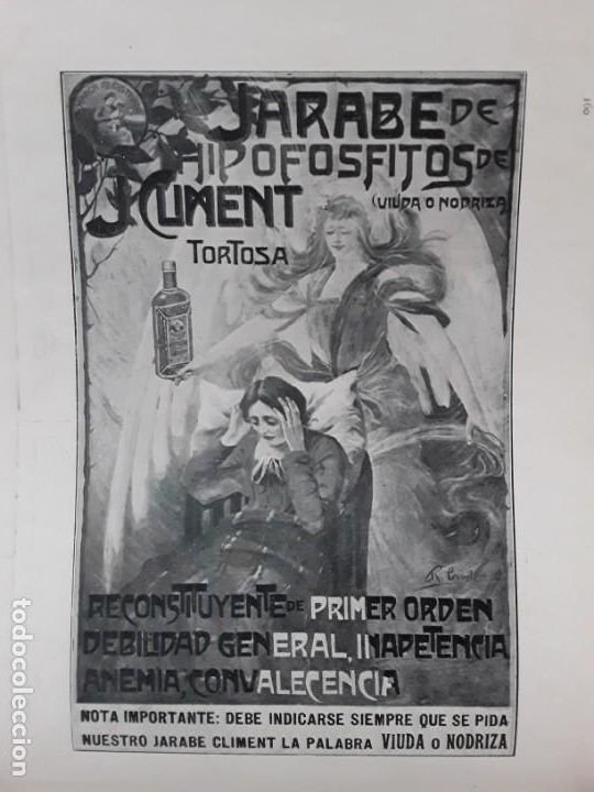 Sammeln von Plakaten: JARABES DE HIPOFOSFITOS DE J.CLIMENT TORTOSA VIUDA O NODRIZA RECONSTITUYENTE HOJA A&Ntilde;O 1913