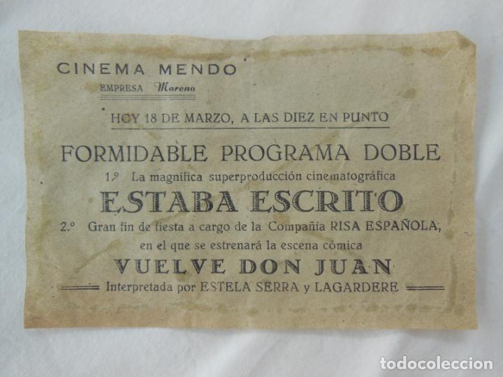 Collezionismo di affissi: Programa Doble: ESTABA ESCRITO (film), VUELVE DON JUAN (escena c&oacute;mica) CINEMA MENDO. Coria.