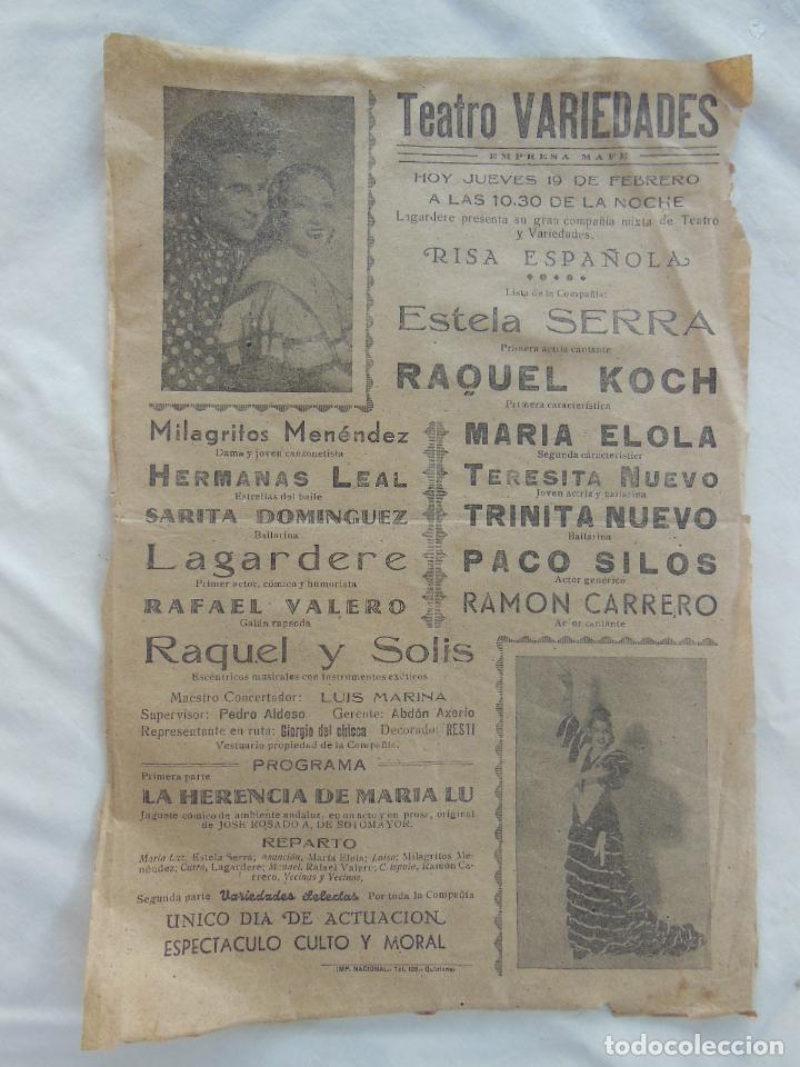 Coleccionismo de carteles: RISA ESPA&Ntilde;OLA. TEATRO VARIEDADES. Quintanar