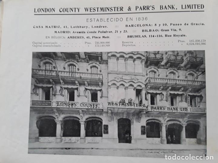 Collectionnisme d'affiches: LONDON COUNTY WESTMINSTER & PARR'S BANK,LIMITED BARCELONA 2 HOJAS A&Ntilde;O 1920