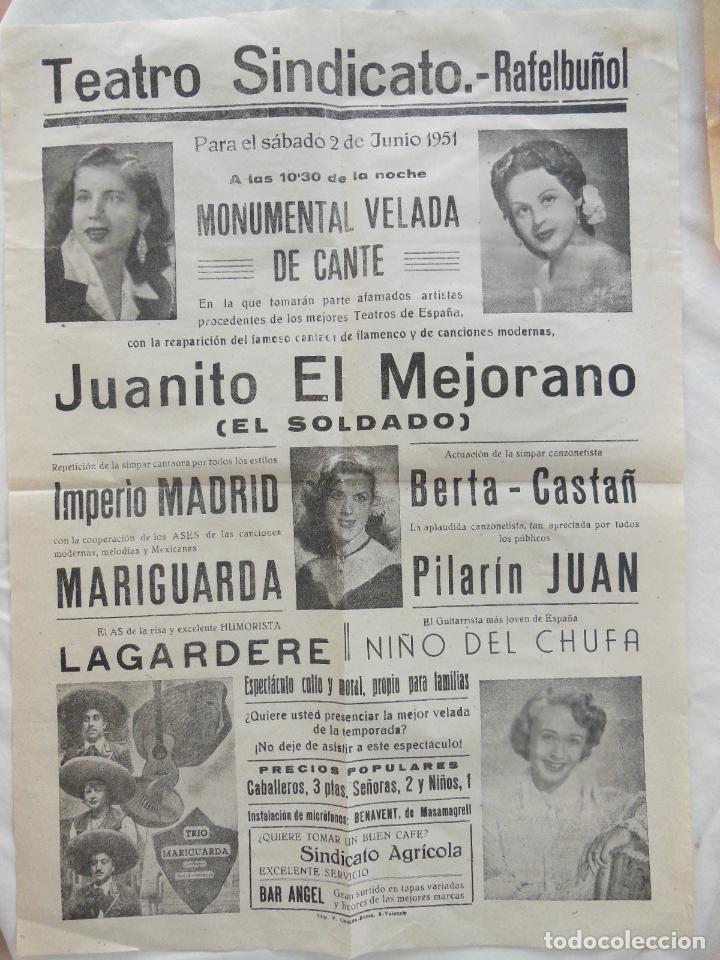 Collezionismo di affissi: MONUMENTAL VELADA DE CANTE. Juanito El Mejorano, El Soldado. 1951 RAFELBU&Ntilde;OL