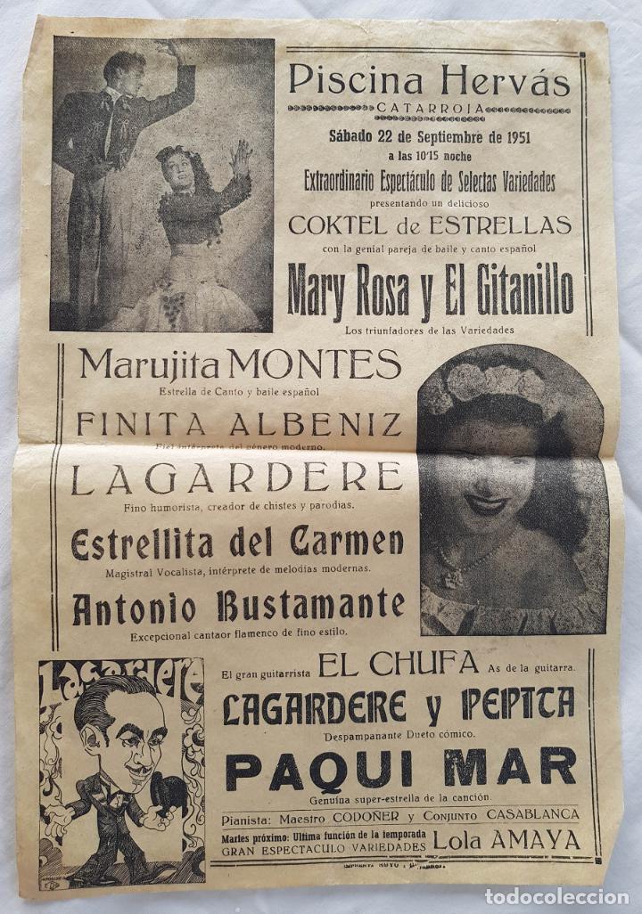 Collezionismo di affissi: COKTEL DE ESTRELLAS. 1951 PISCINA HERV&Aacute;S CATARROJA