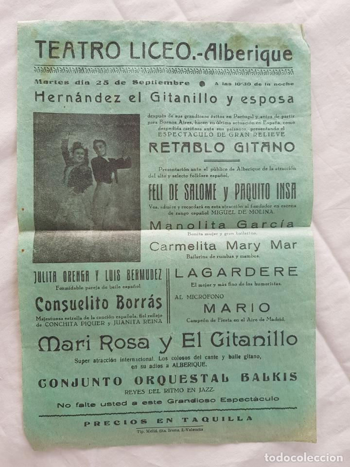 Collezionismo di affissi: RETABLO GITANO. Hern&aacute;ndez el Gitanillo y su esposa. TEATRO LICEO, ALBERIQUE