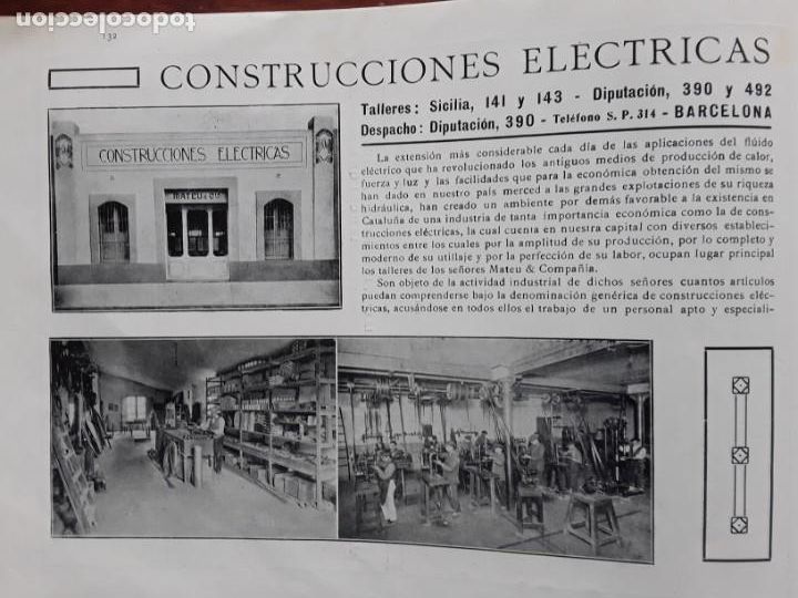 Poster collecting: CONSTRUCCIONES ELECTRICAS MATEU & COMPA&Ntilde;IA EDUARDO GIRALT ESMERATS BARCELONA 2 HOJAS A&Ntilde;O 1920