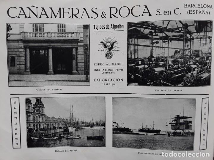 Colecionismo de cartazes: TEJIDOS EN ALGODON CA&Ntilde;AMERAS & ROCA CL / CASPE BARCELONA HOJA REVISTA A&Ntilde;O 1920