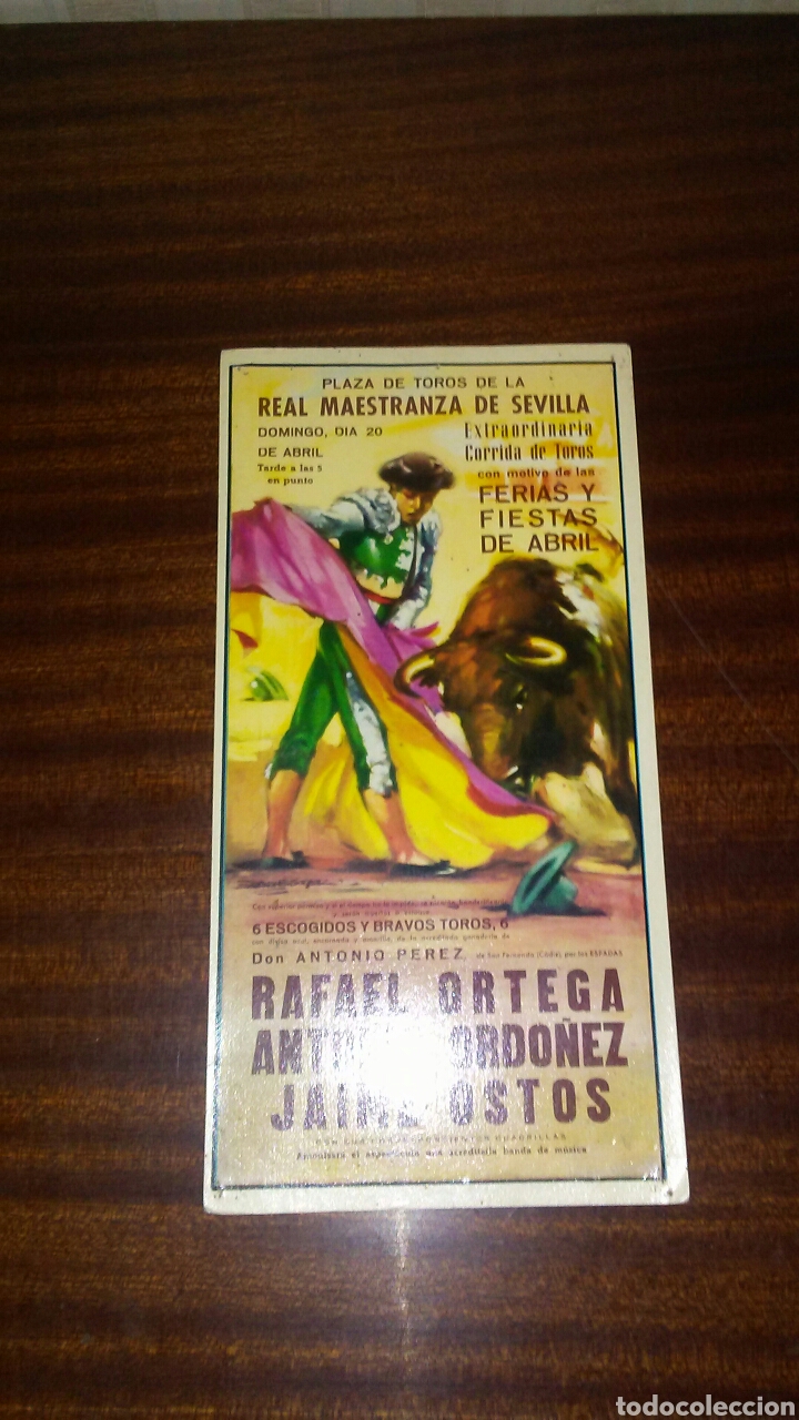 Coleccionismo de carteles: Peque&ntilde;o cartel pistal de toros,Maestranza de Sevilla feria de abril ,mide21x10