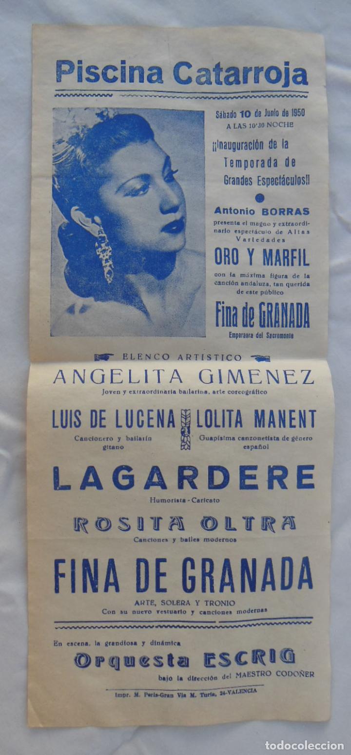 Sammeln von Plakaten: ORO Y MARFIL. CATARROJA PISCINA 1950