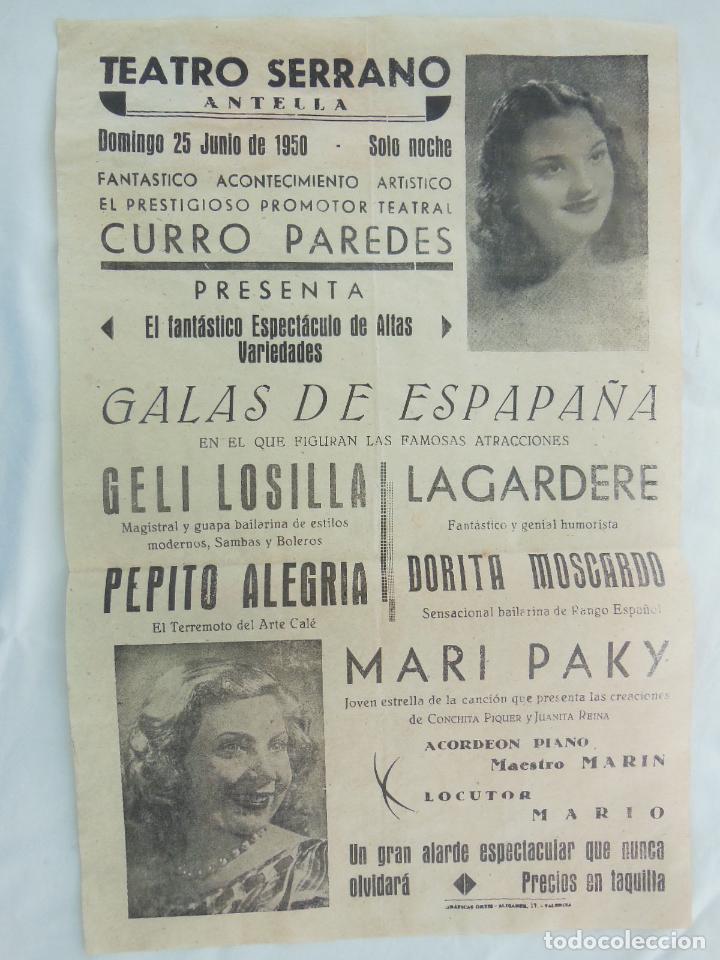 Sammeln von Plakaten: GALAS DE ESPA&Ntilde;A. ANTELLA TEATRO SERRANO 1950