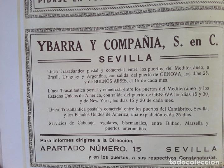 Coleccionismo de carteles: LINEA TRASATLANTICA POSTAL Y COMERCIAL YBARRA Y COMPA&Ntilde;IA SEVILLA HOJA A&Ntilde;O 1927
