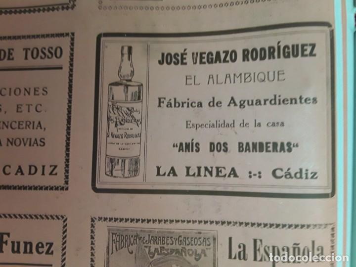 Collectionnisme d'affiches: FABRICA DE AGUARDIENTES EL ALAMBIQUE ANIS DOS BANDERAS JOSE VEGAZO RODRIGUEZ LA LINEA HOJA A&Ntilde;O 1927