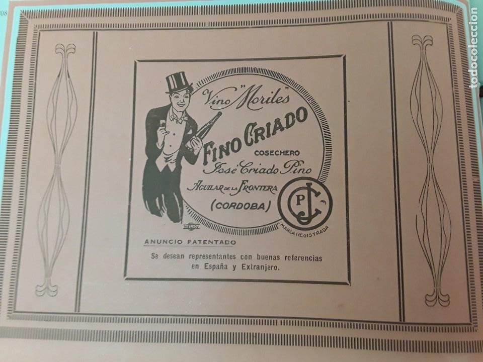 Poster collecting: VINO MORILES FINO CRIADO JOSE CRIADO PINO AGUILAR DE LA FRONTERA CORDOBA HOJA A&Ntilde;O 1927