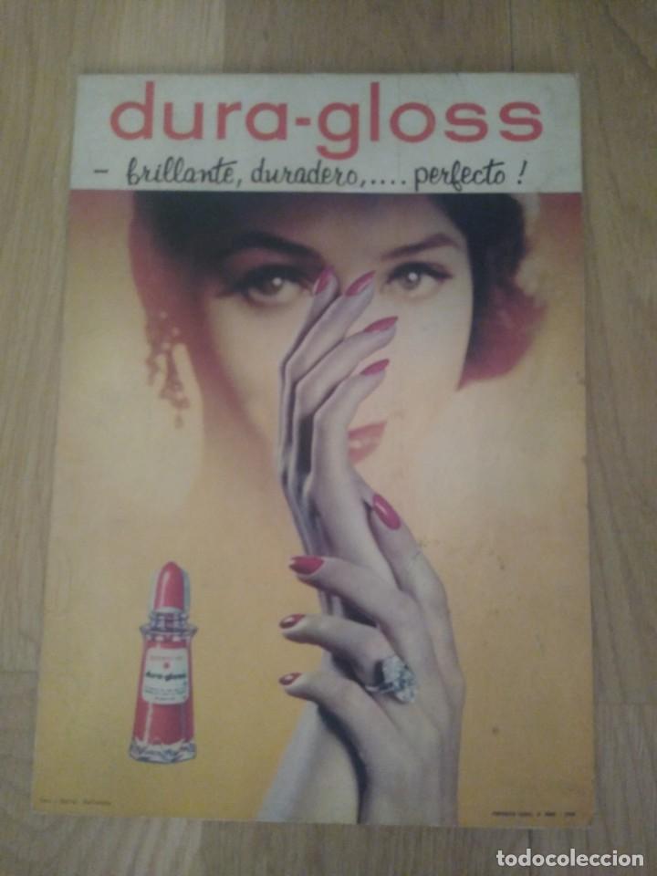 Poster collecting: Cartel antiguo publicidad esmalte de u&ntilde;as Dura-Gloss. 34 x 24 cm