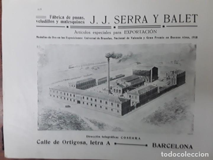 Poster collecting: FABRICA DE PANAS VELUDILLOS Y MALESQUINES J.J.SERRA Y BALET BARCELONA HOJA REVISTA A&Ntilde;O 1920