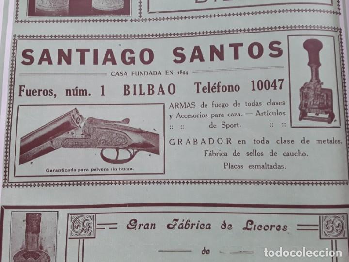 Collectionnisme d'affiches: ARMAS FUEGO SANTIAGO SANTOS BILBAO / FABRICA AGUARDIENTES VALENTIN OSCOZ ANIS A&Ntilde;O 1927