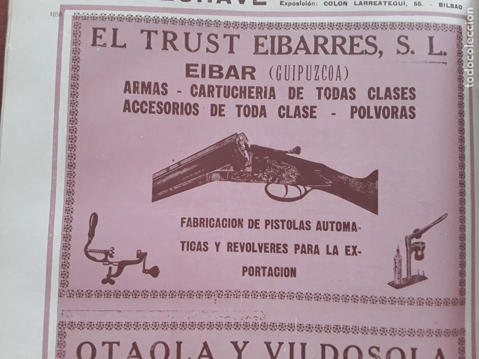 Coleccionismo de carteles: EL TRUST EIBARRES S.L. FABRICA PISTOLAS AUTOMATICAS ARMAS REVOLVERES EIBAR HOJA A&Ntilde;O 1927