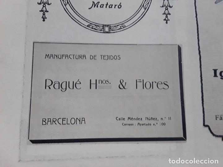 Poster collecting: MANUFACTURA DE TEJIDOS RAGUE HERMANOS & FLORES BARCELONA HOJA A&Ntilde;O 1920