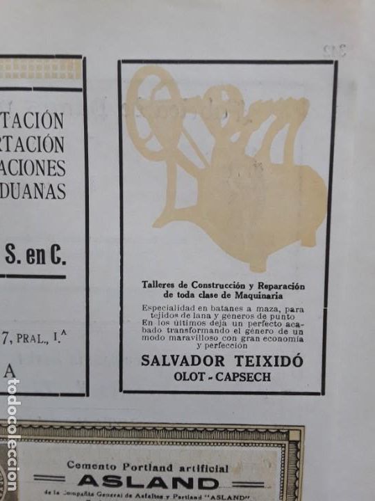 Poster collecting: TALLERES CONSTRUCCION Y REPARACION MAQUINARIA SALVADOR TEIXIDO OLT CAPSECH HOJA A&Ntilde;O 1920