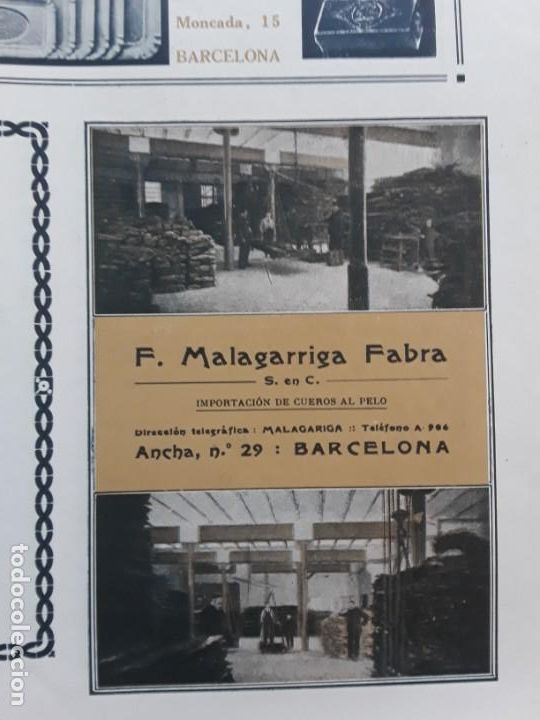 Poster collecting: F.MALAGARRIGA FABRA IMPORTACION DE CUEROS AL PELO BARCELONA HOJA A&Ntilde;O 1920