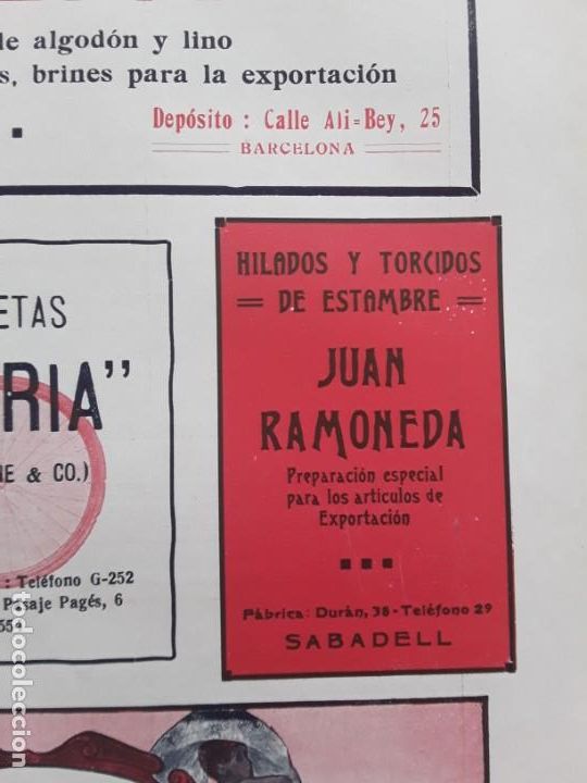 Poster collecting: HILADOS Y TORCIDOS DE ESTAMBRE JUAN RAMONEDA SABADELL HOJA A&Ntilde;O 1920