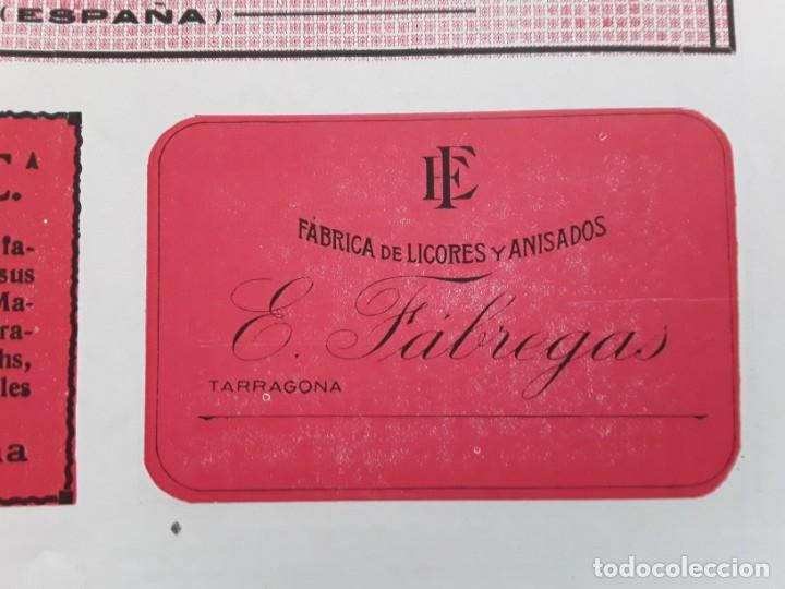 Colecionismo de cartazes: FABRICA DE LICORES Y ANISADOS E.FABREGAS TARRAGONA HOJA A&Ntilde;O 1920