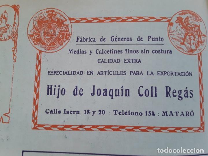 Colecionismo de cartazes: FABRICA DE GENEROS DE PUNTO HIJO DE JOAQUIN COLL REGAS MATARO MEDIAS CALCETINES HOJA A&Ntilde;O 1920
